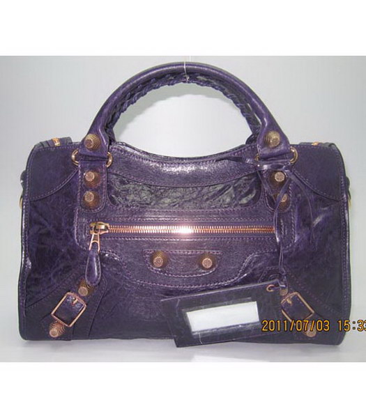 Balenciaga Giant City borsa in viola scuro agnello